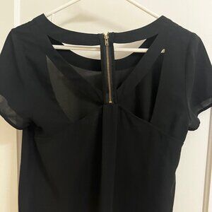 Black Silk Top with Keyhole Back